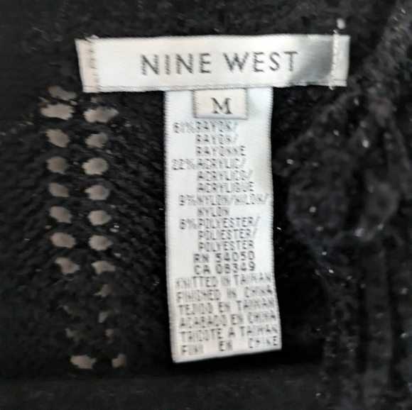 Vintage Y2K Nine West Black Velour Cardigan sz M Fringe Grunge Whimsigoth Punk - Picture 11 of 11